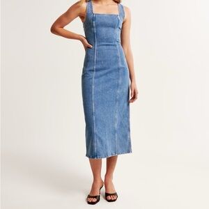 Abercrombie & Fitch Blue Denim Midi Dress